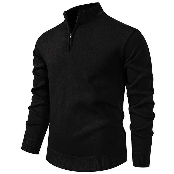 Casual Knitted Sweater with Half Zip