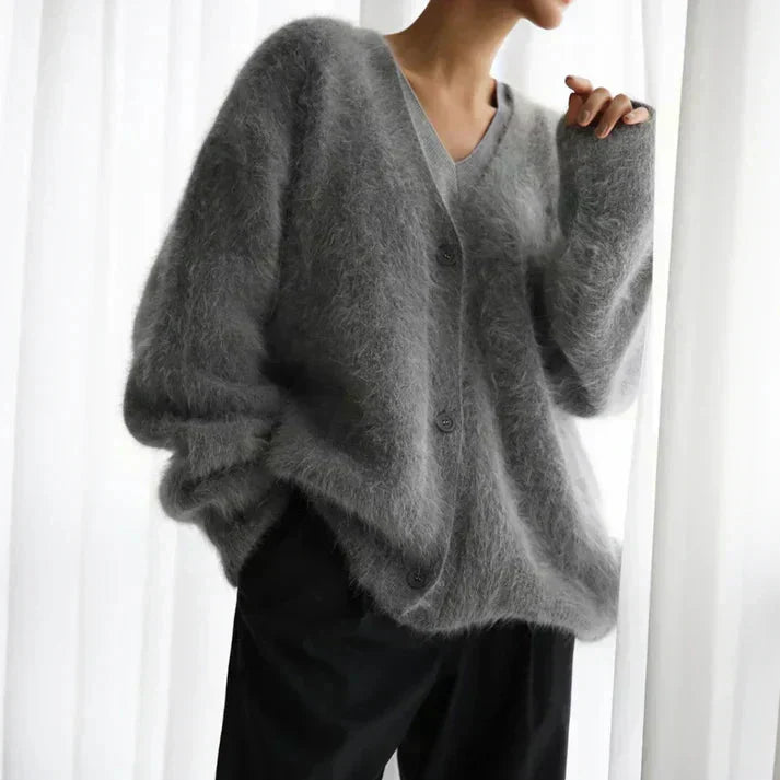 Adele | Women's Luxurious Soft Handle Fuzzy Mohair Cardigan
