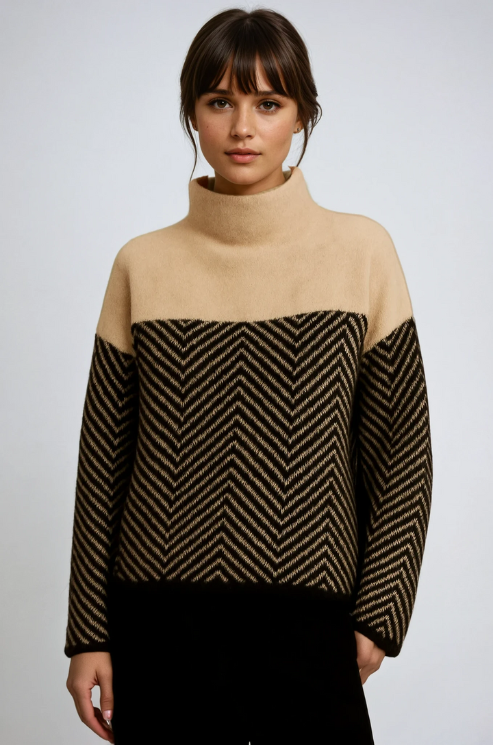 Petra Women's Chevron Knitted Turtleneck Sweater
