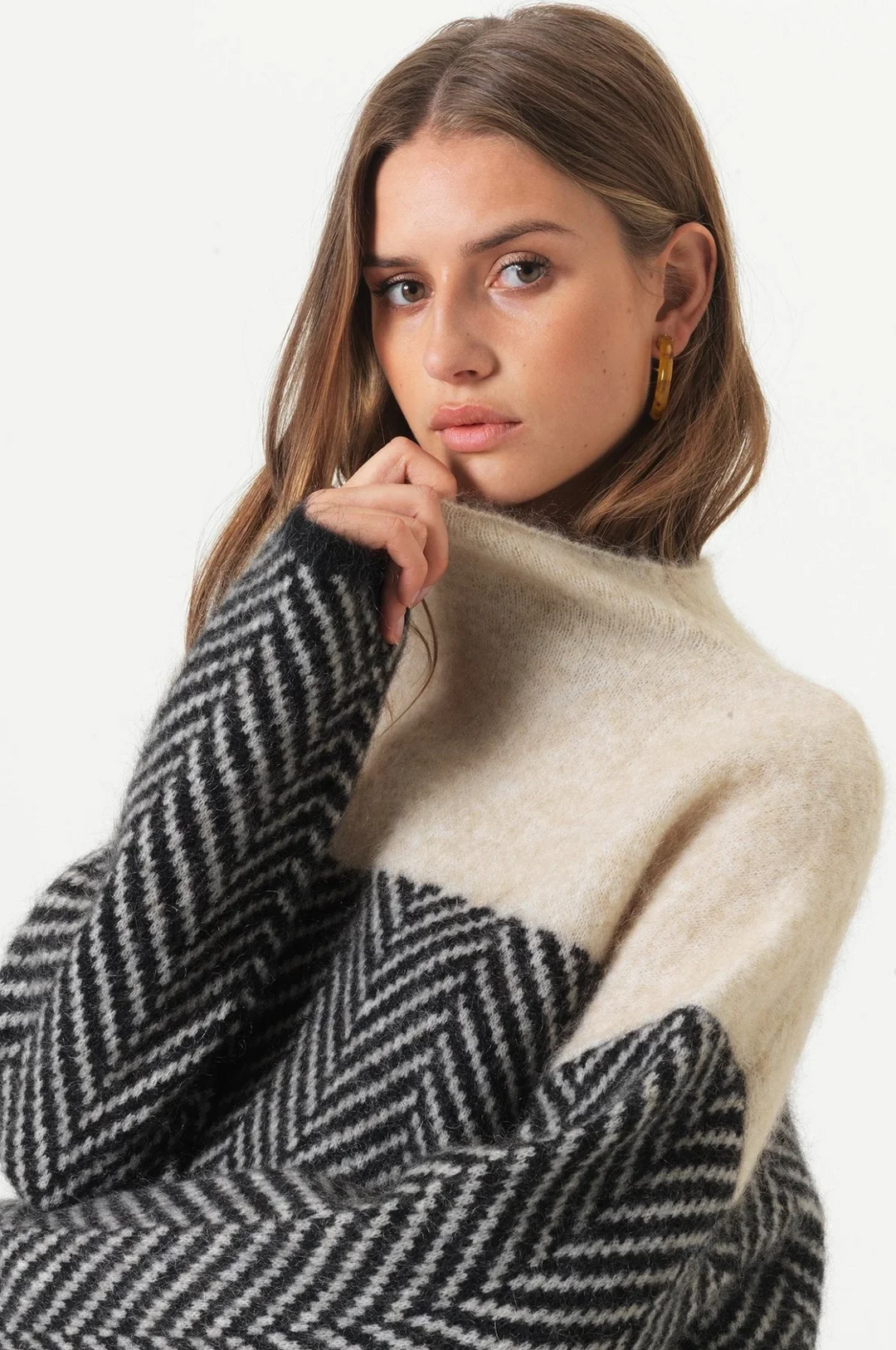 Petra Women's Chevron Knitted Turtleneck Sweater