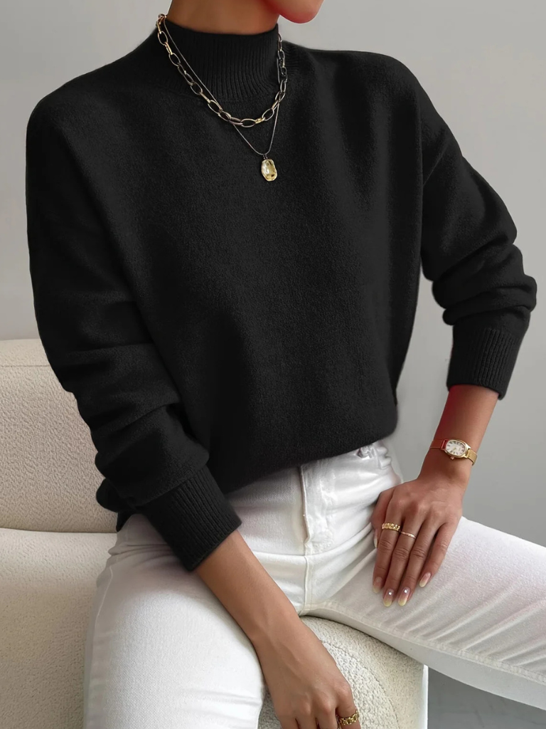 Colletta | Women's Classic Cut High Neck Sweater with Long Sleeves