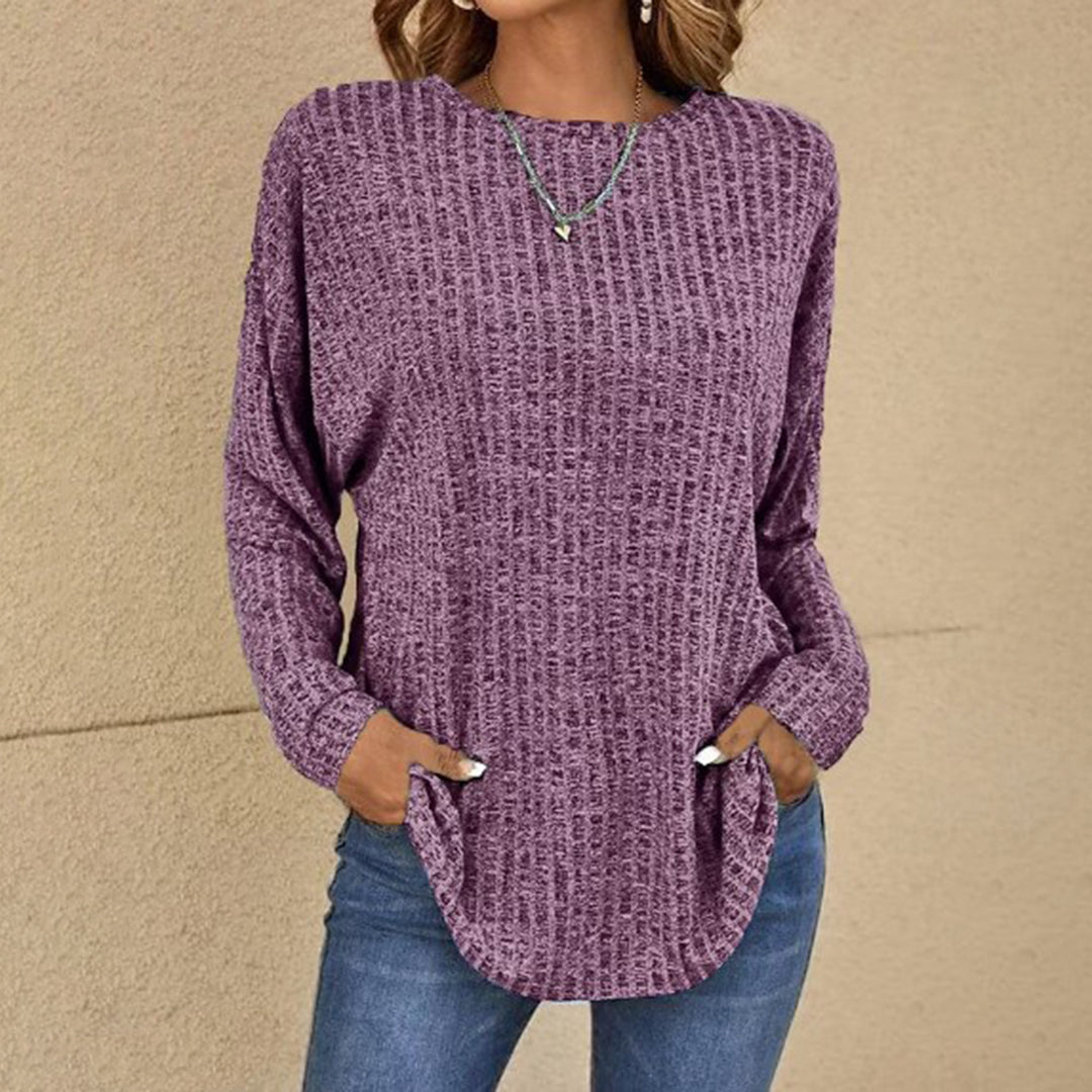 Clemence | Women's Long Sleeve Relaxed Fit Crew Neck Sweater