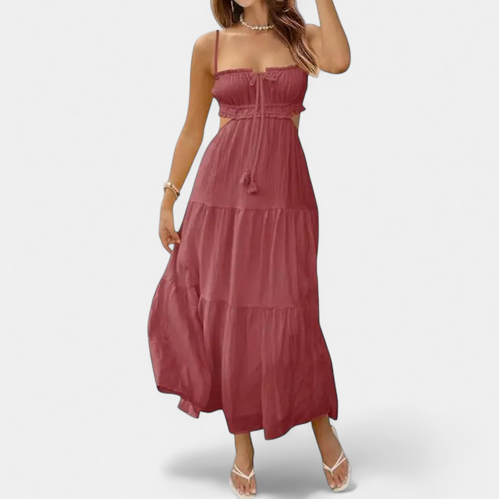 XIOMARA | Alluring Backless Maxi Dress with Spaghetti Straps