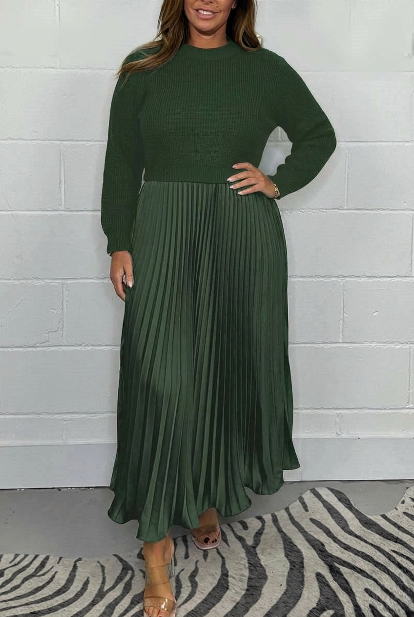Esmé - Sweater Maxi Dress with Pleated Skirt