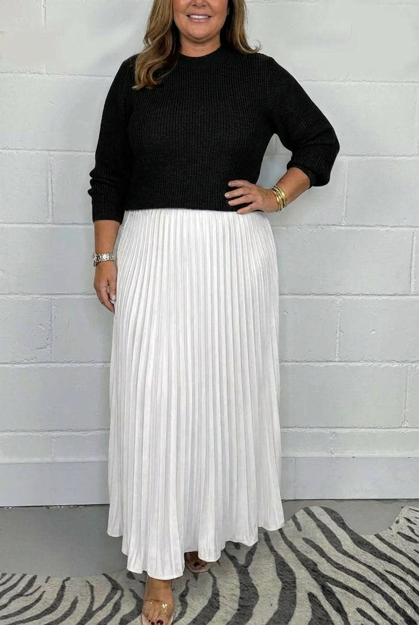 Esmé - Sweater Maxi Dress with Pleated Skirt