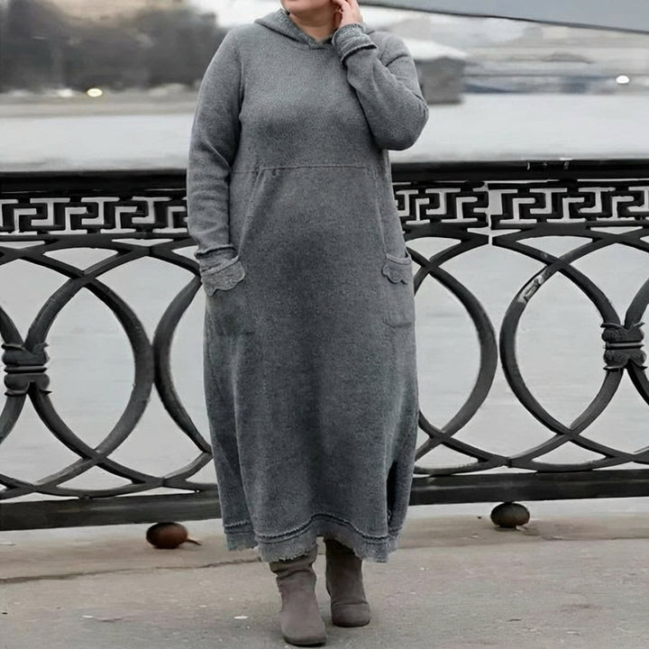 Hazel Oversized Long Sleeve Maxi Dress – Cozy Knit Winter Essential