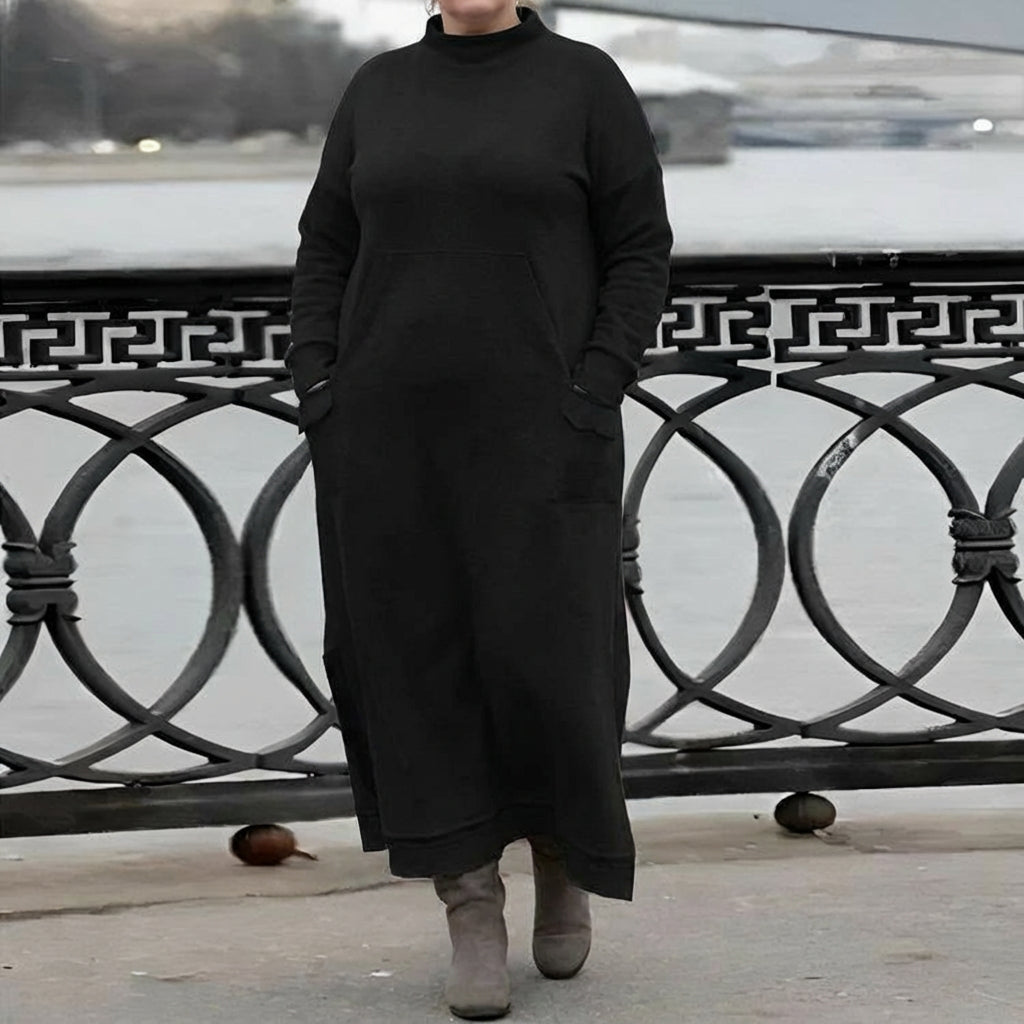 Hazel Oversized Long Sleeve Maxi Dress – Cozy Knit Winter Essential