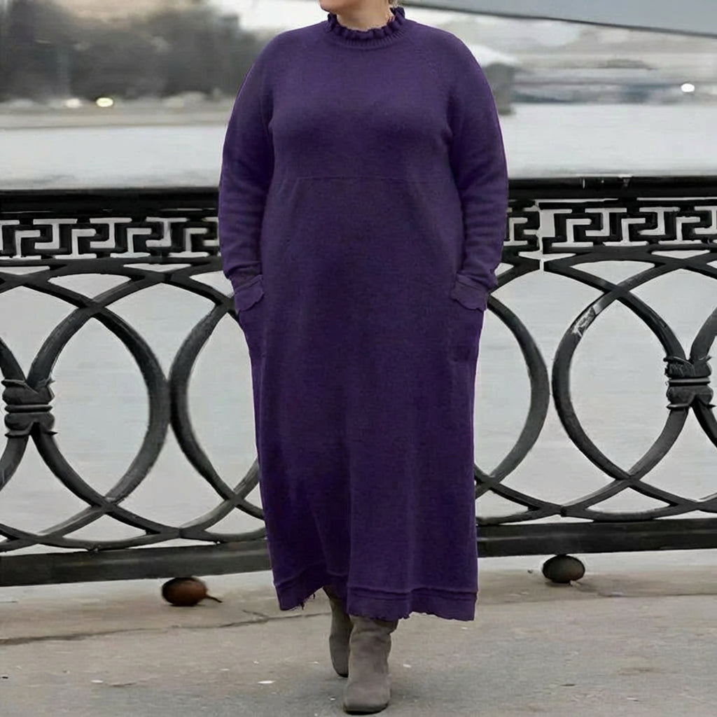 Hazel Oversized Long Sleeve Maxi Dress – Cozy Knit Winter Essential