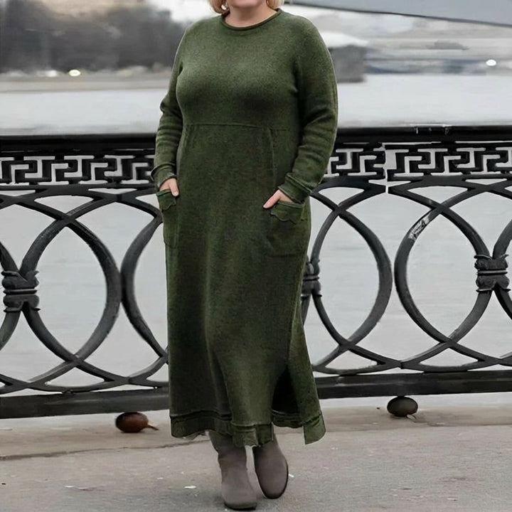 Hazel Oversized Long Sleeve Maxi Dress – Cozy Knit Winter Essential