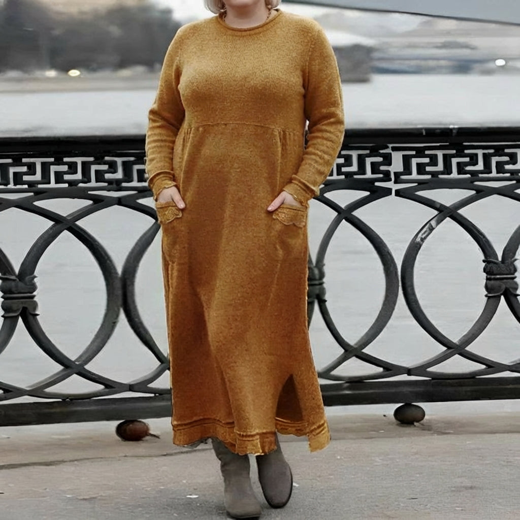 Hazel Oversized Long Sleeve Maxi Dress – Cozy Knit Winter Essential