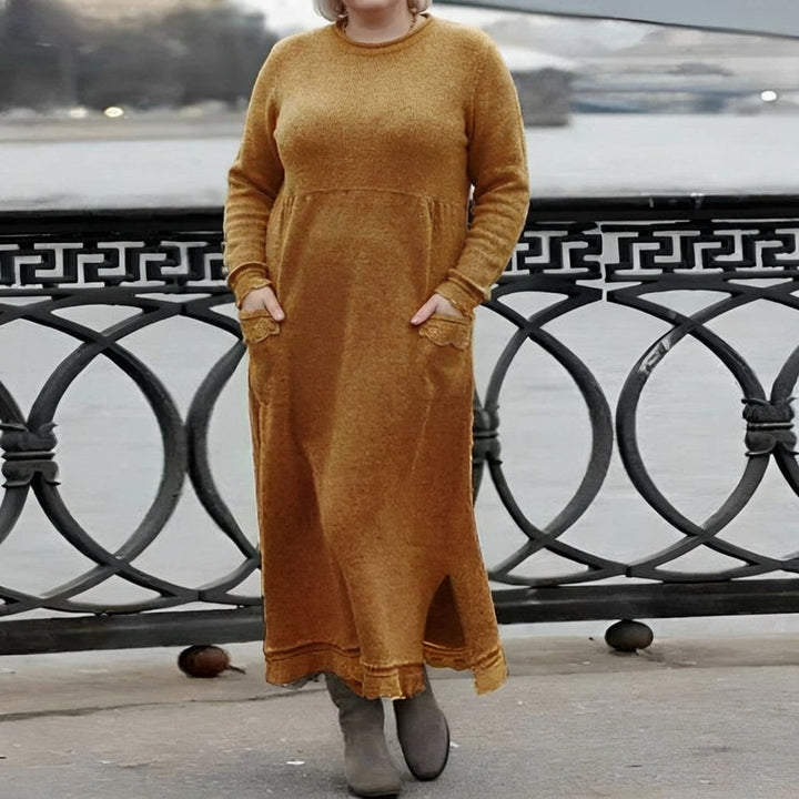 Hazel Oversized Long Sleeve Maxi Dress – Cozy Knit Winter Essential
