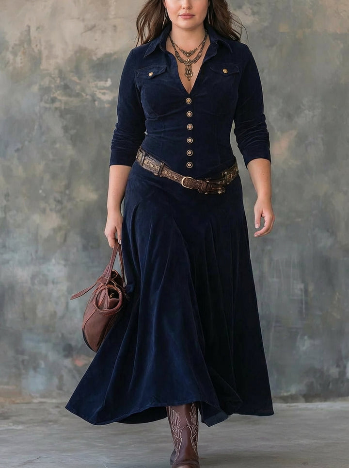 Yvaine | Suede Maxi Dress with Side Slit