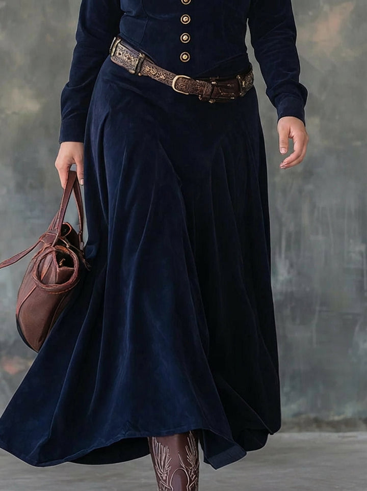 Yvaine | Suede Maxi Dress with Side Slit