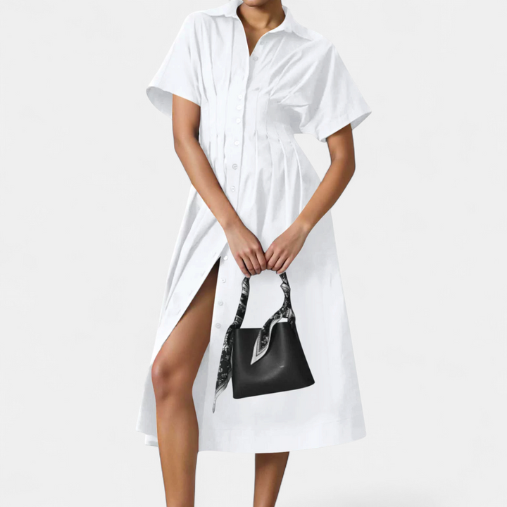 MARLO | Pleated Waist-Defining Shirt Dress