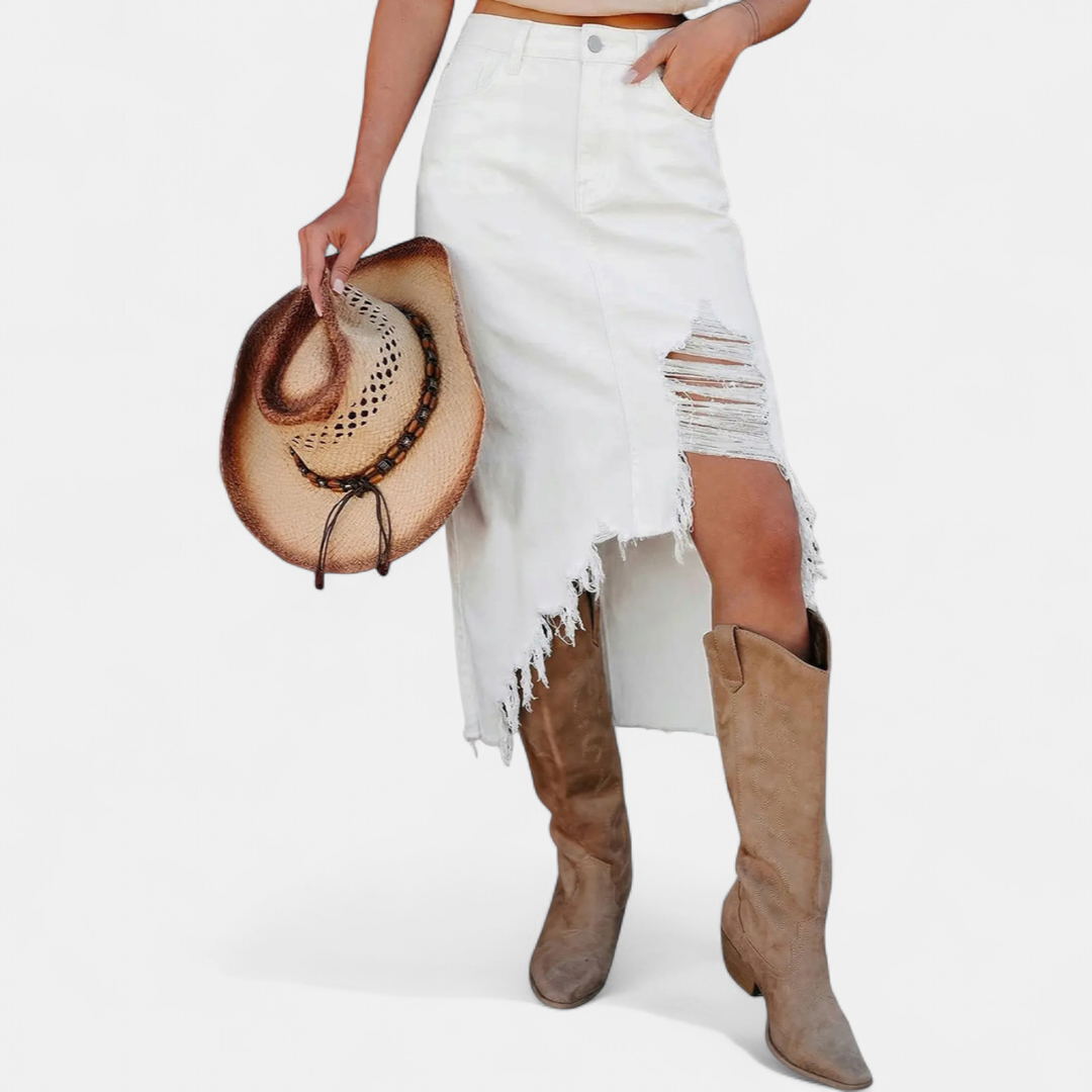 CHLOE | HIGH-WAIST DENIM MAXI SKIRT