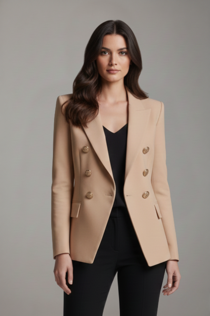 Clover | Women's Double-Breasted Blazer with Bold Button Front