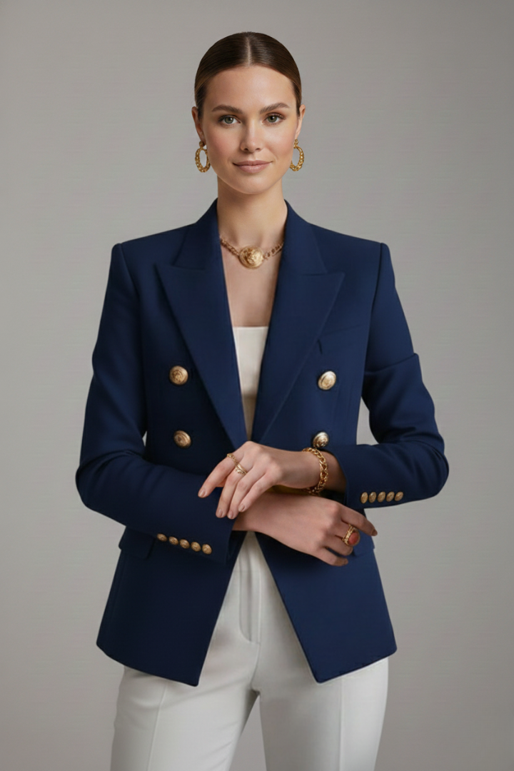 Clover | Women's Double-Breasted Blazer with Bold Button Front