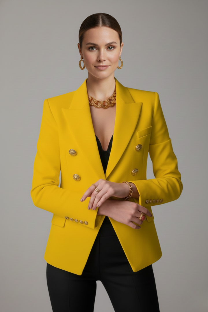 Clover | Women's Double-Breasted Blazer with Bold Button Front