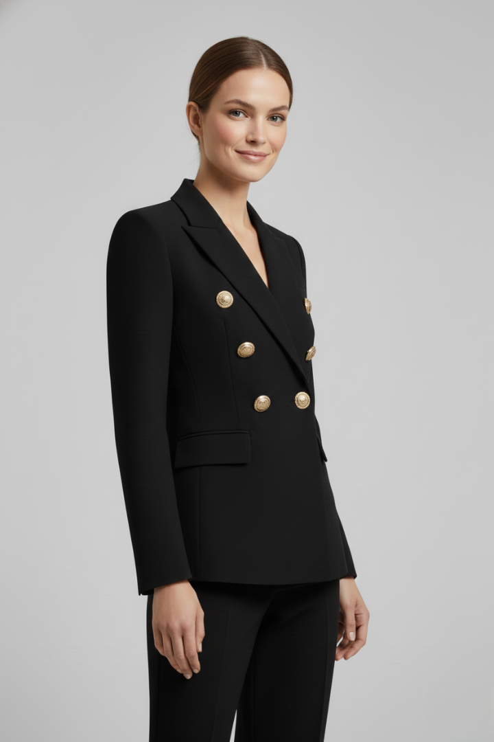 Clover | Women's Double-Breasted Blazer with Bold Button Front