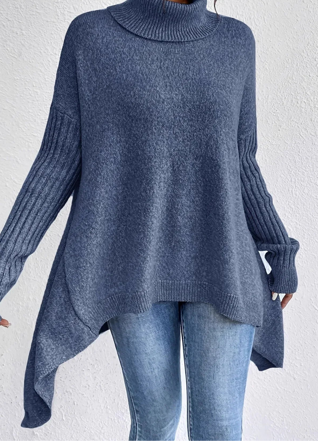 Ingrid | Women's Oversized Ribbed Turtleneck Knit Sweater