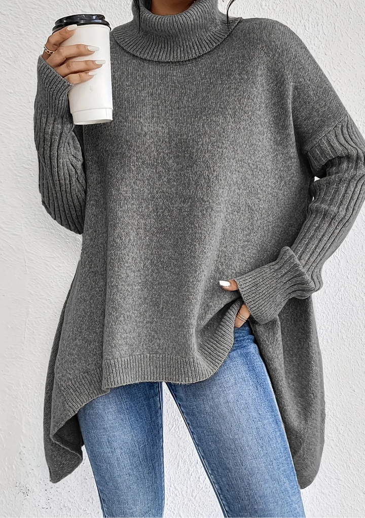 Ingrid | Women's Oversized Ribbed Turtleneck Knit Sweater
