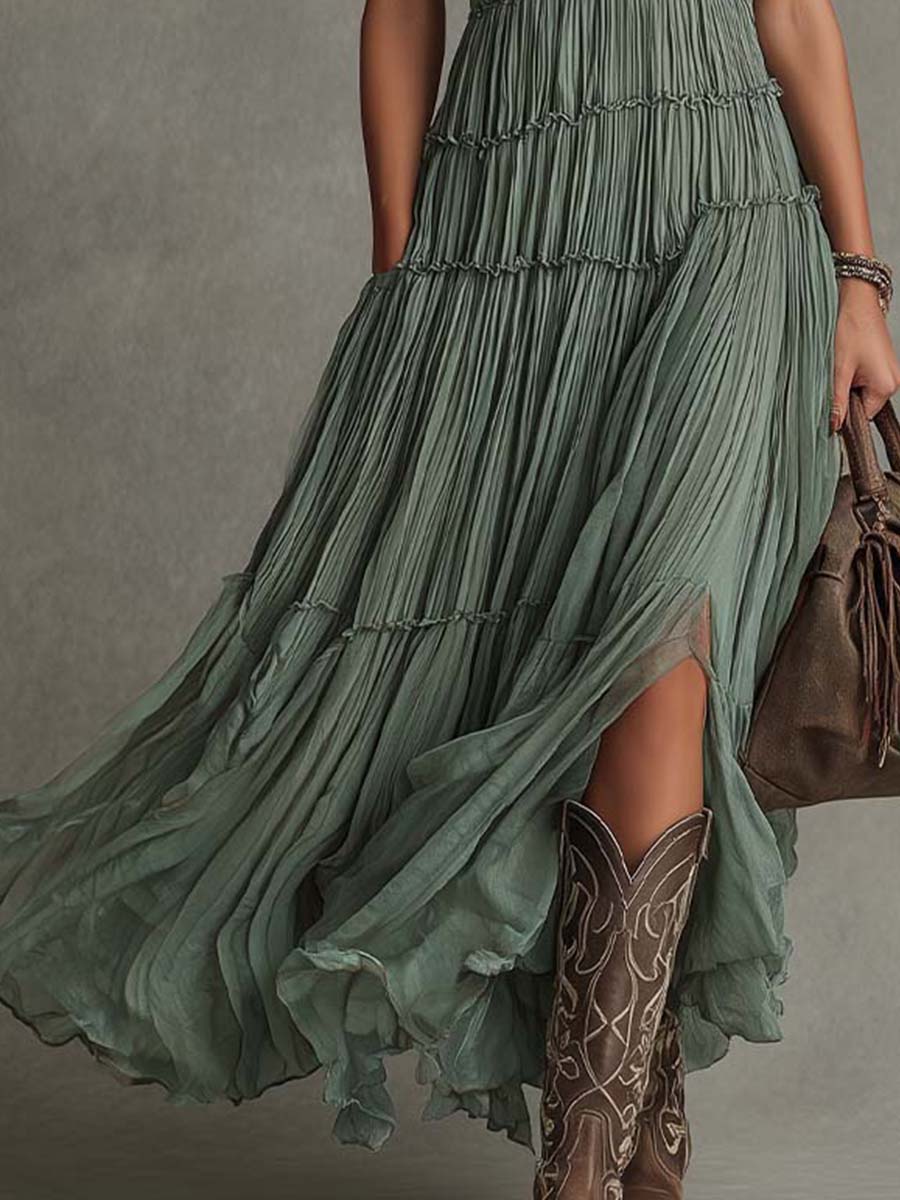 Ava | Women's Gathered V-Neck Maxi Dress