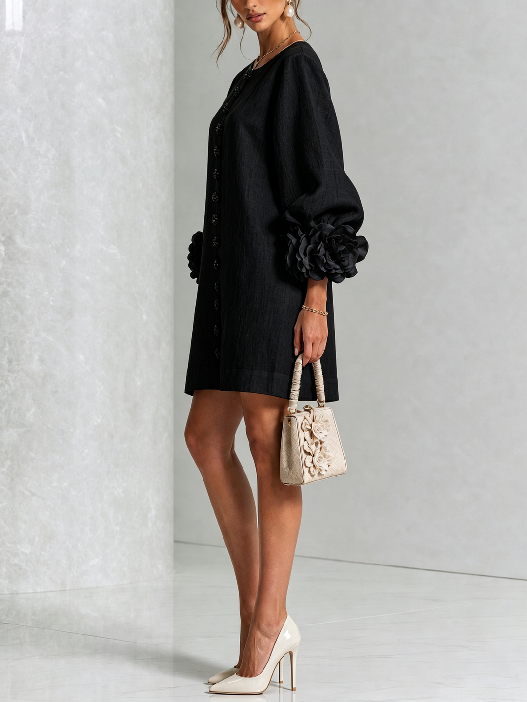 Florence | Floral Print Mini Dress with Button Details