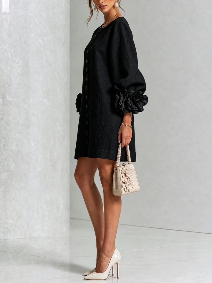 Florence | Floral Print Mini Dress with Button Details