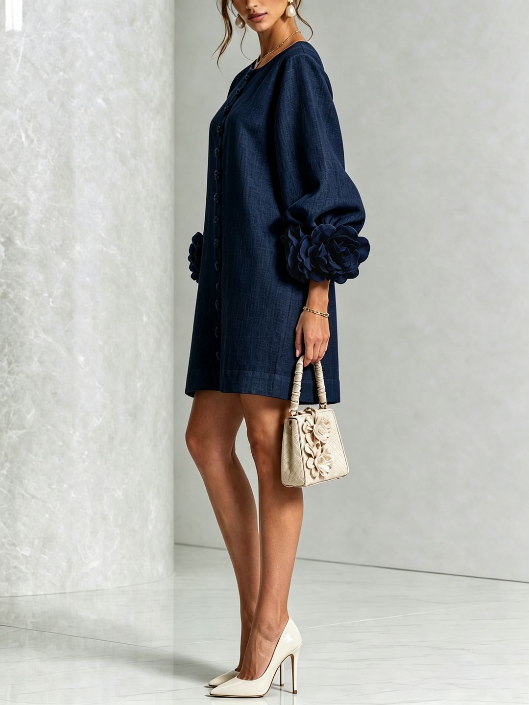 Florence | Floral Print Mini Dress with Button Details