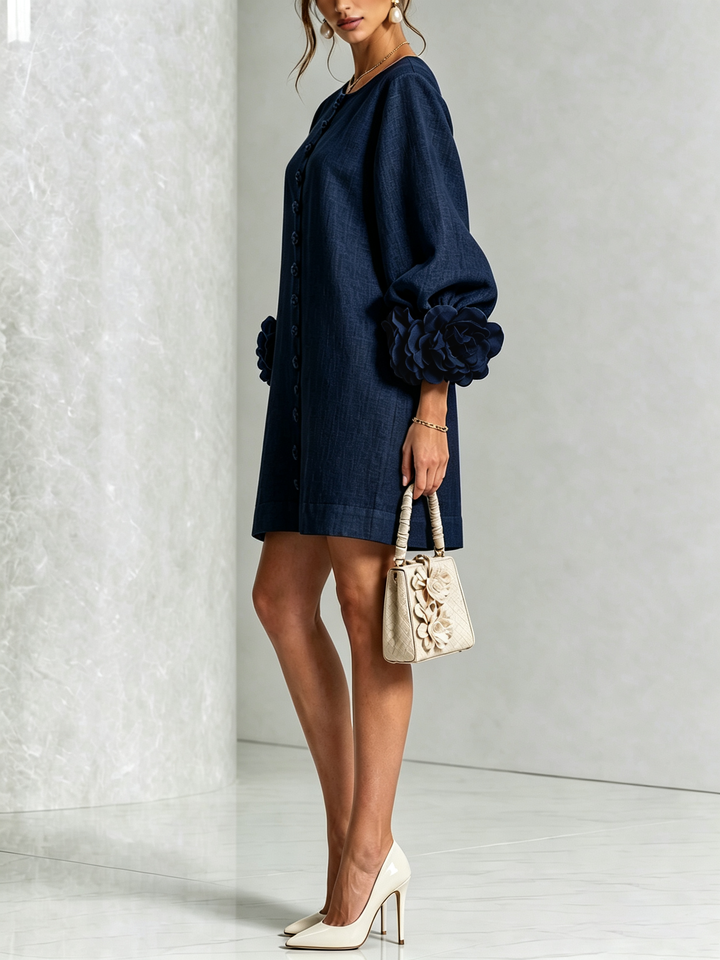 Florence | Floral Print Mini Dress with Button Details