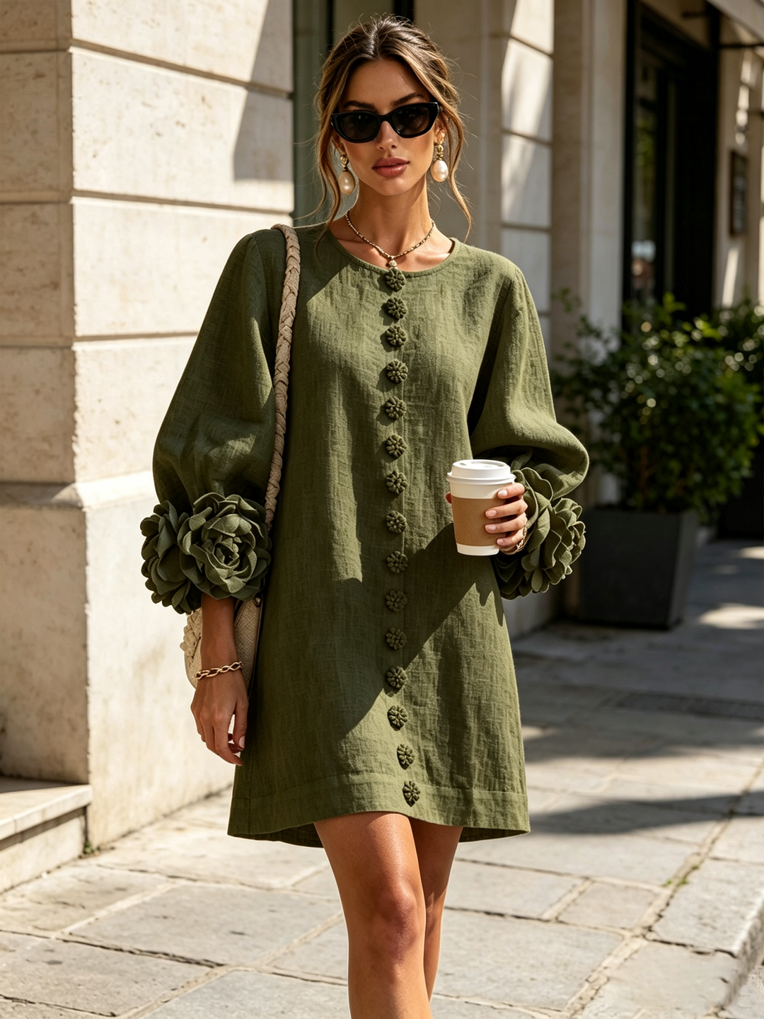 Florence | Floral Print Mini Dress with Button Details