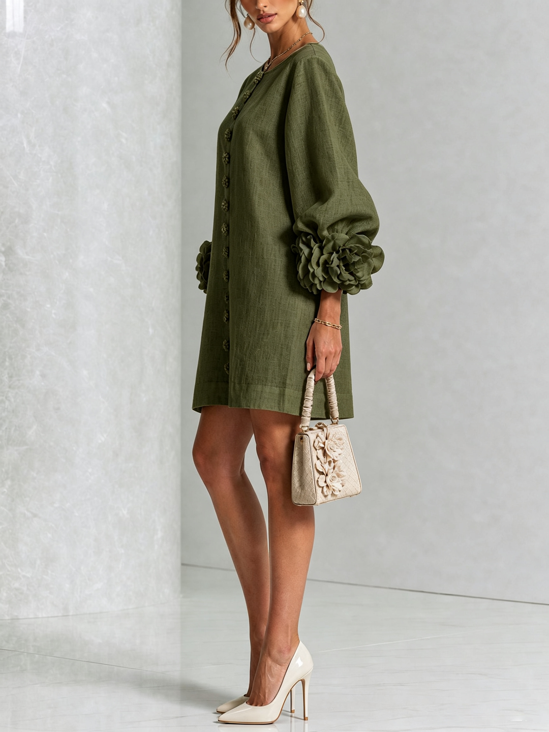 Florence | Floral Print Mini Dress with Button Details