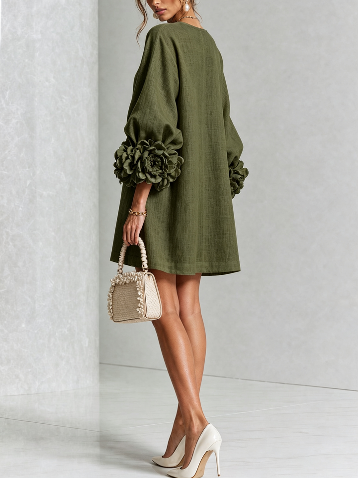 Florence | Floral Print Mini Dress with Button Details