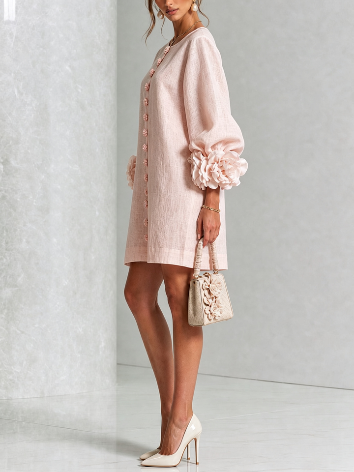 Florence | Floral Print Mini Dress with Button Details