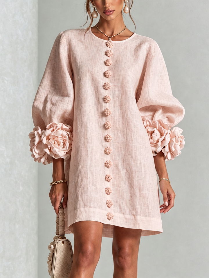 Florence | Floral Print Mini Dress with Button Details