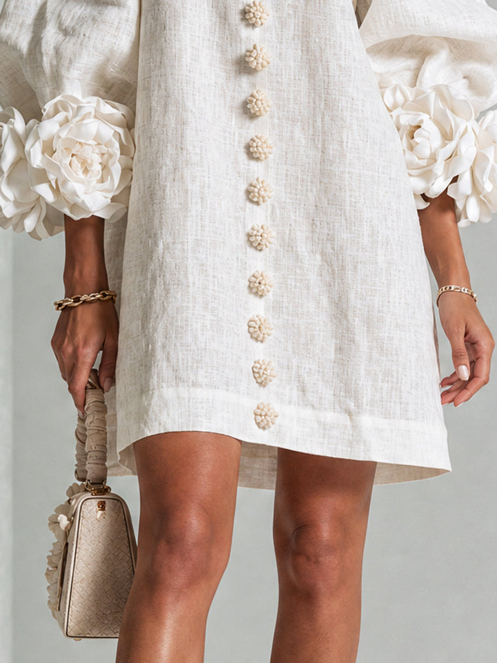 Florence | Floral Print Mini Dress with Button Details
