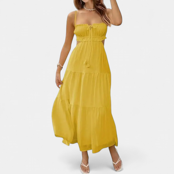 XIOMARA | Alluring Backless Maxi Dress with Spaghetti Straps