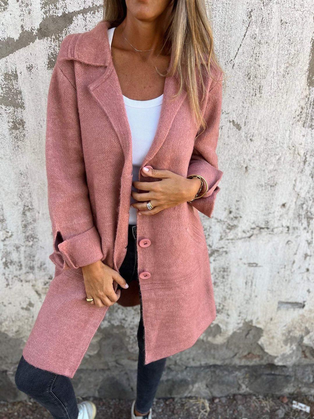 Isabella | Women's Longline Coat with Notch Lapels and Straight Cut