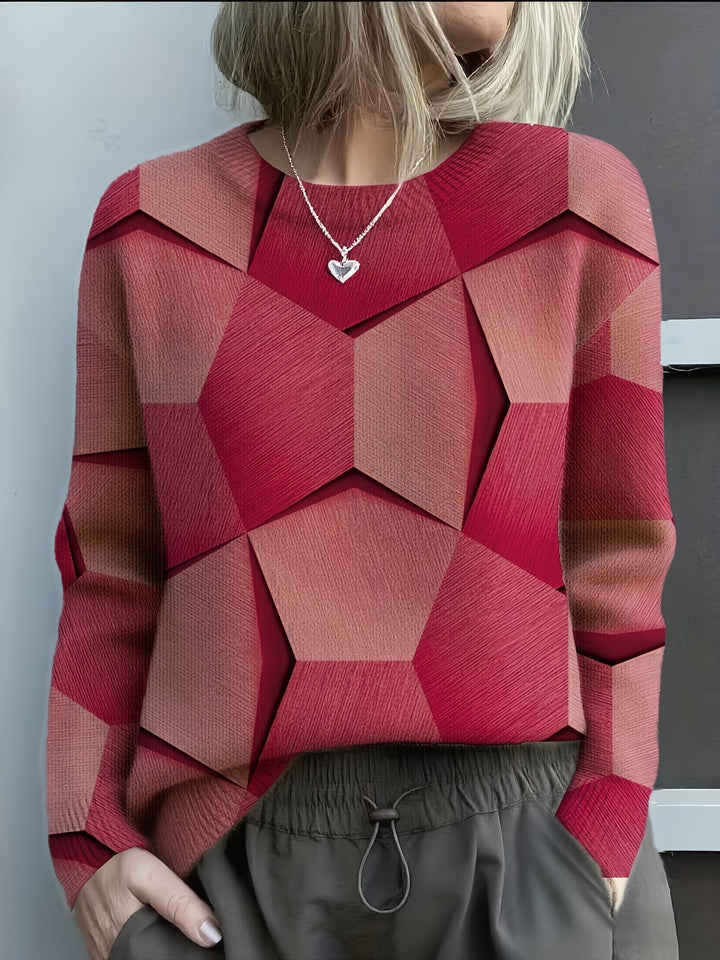 Lucia | Women's Geometric Colorblock Knit Sweater with Striking Pattern