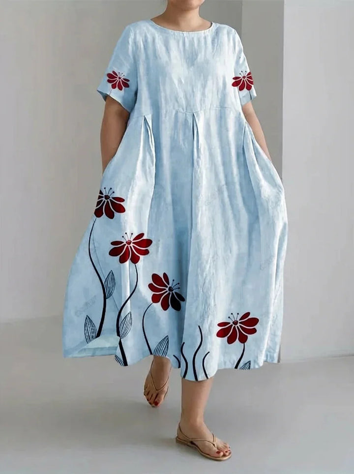 Oleander | Vintage-Inspired Floral Print Casual Loose Dress
