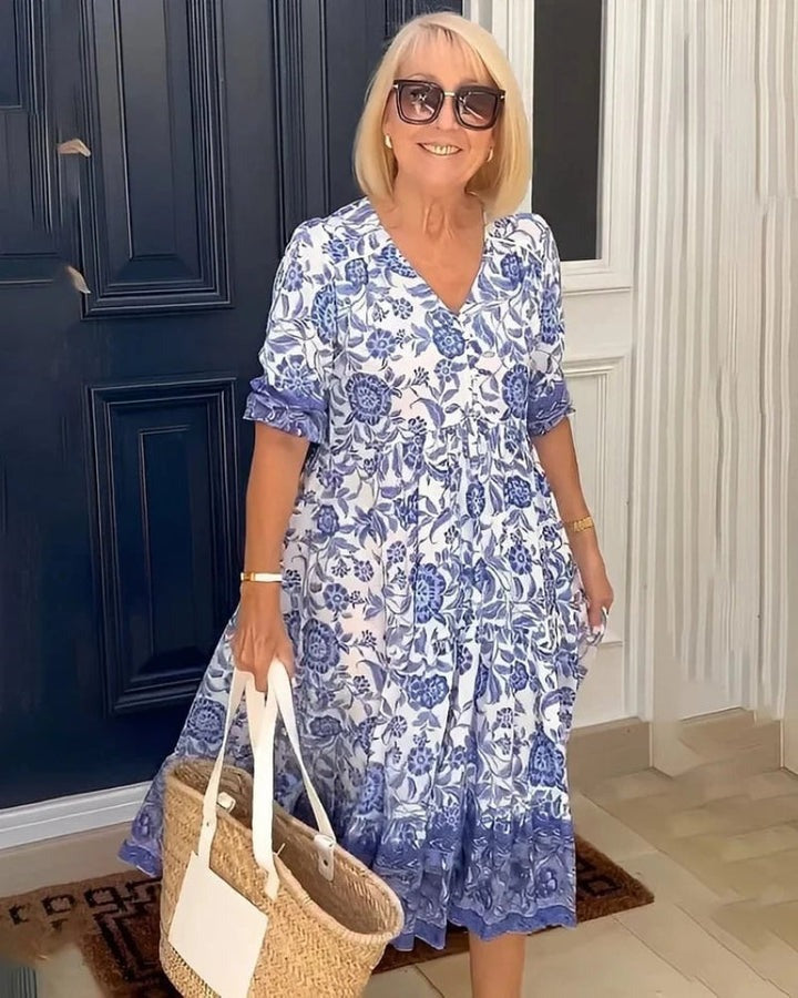 Mavis - Chic V-Neck Bohemian Floral Maxi Dress