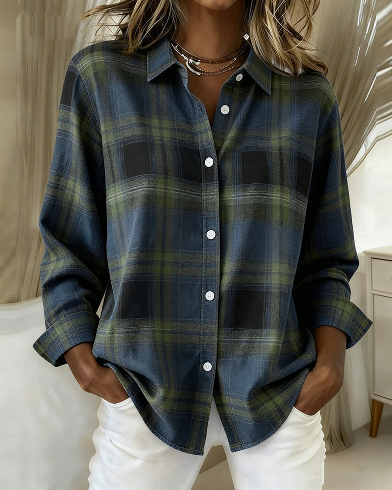 Women's Cotton Blend Checked Overshirt Jacket | Notch Lapel, Regular Fit, Buckle Detail | Stylish Smart Casual Layer for Work
