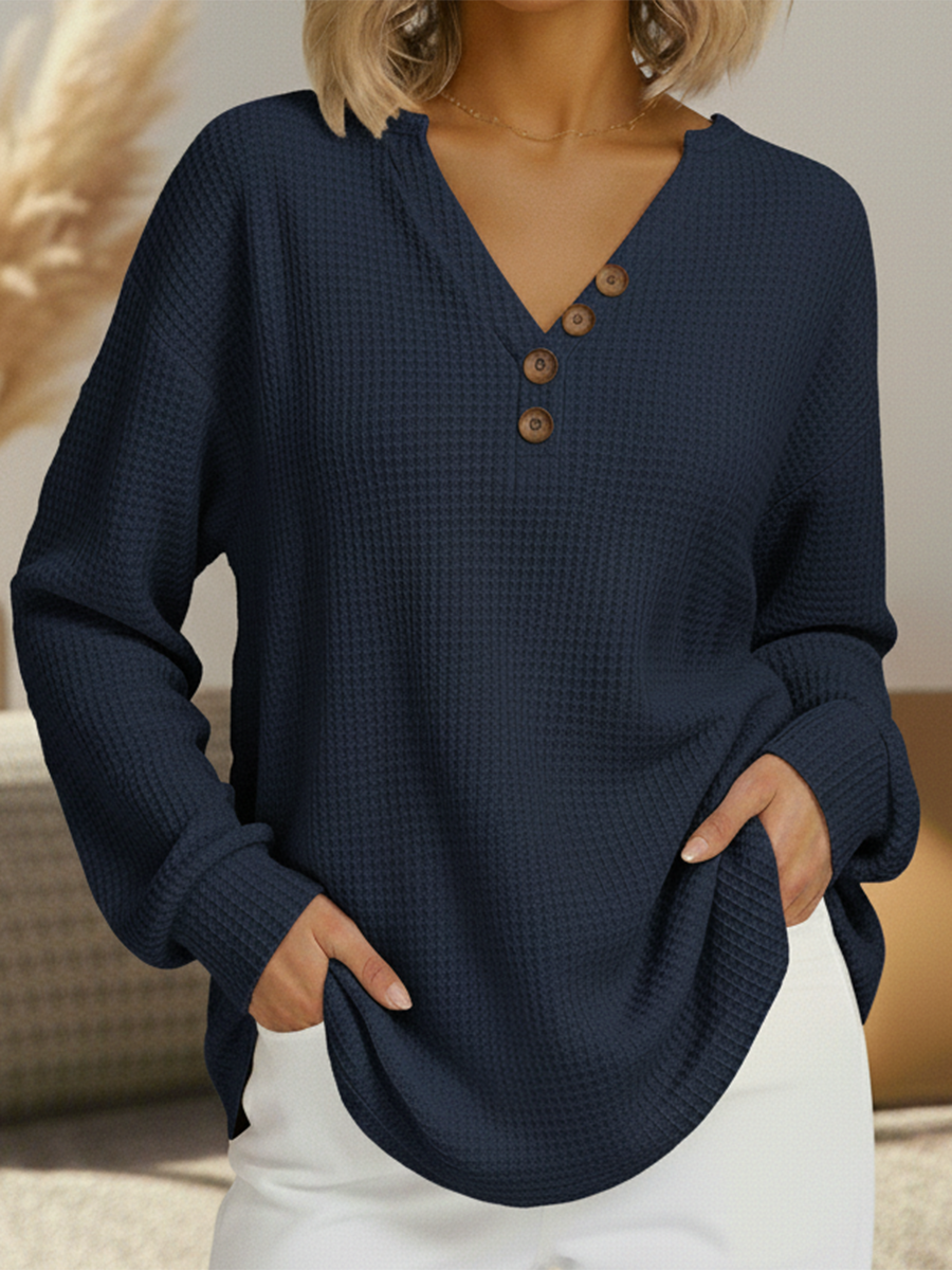 Signe | Women's Double Layer Waffle Sweater with Cozy Fleece-Lined Interior