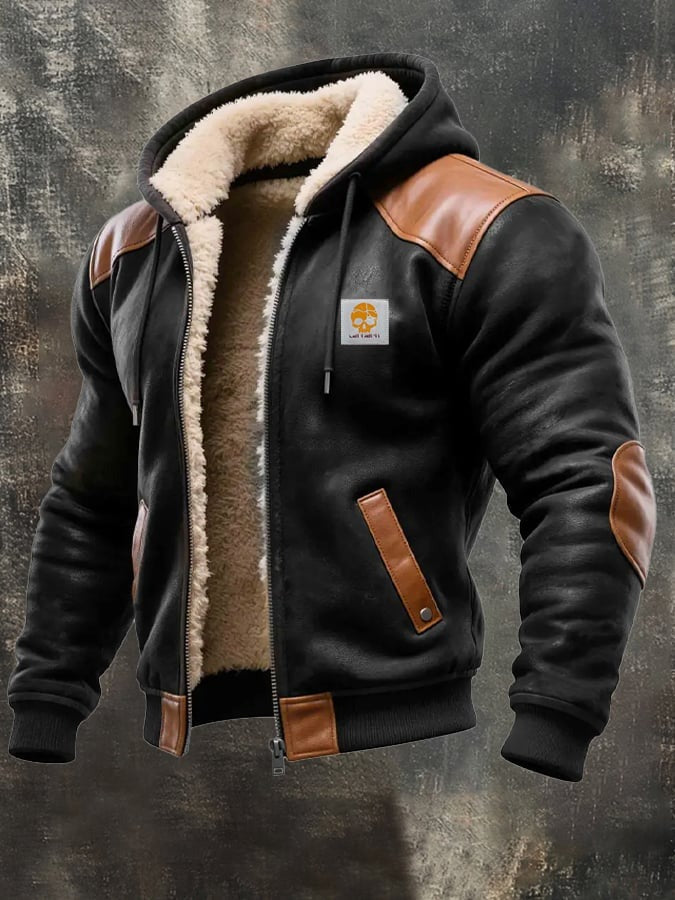 Winter jacket with refined leather details