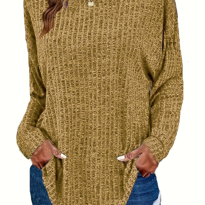 Paloma | Women's Waffle Knit Tunic Sweater with Curved Hem