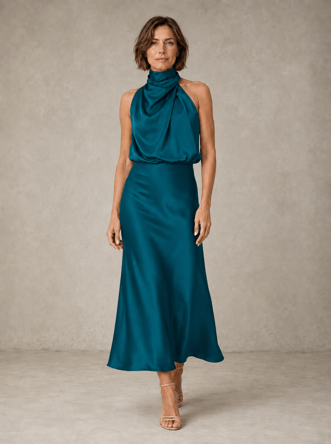 Harper | Satin Halter Evening Dress