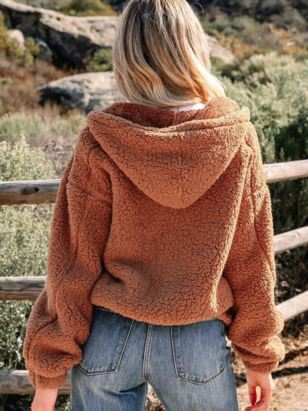 Rhoda | Women's Oversized Teddy Zip-Up Jacket with Stand Collar
