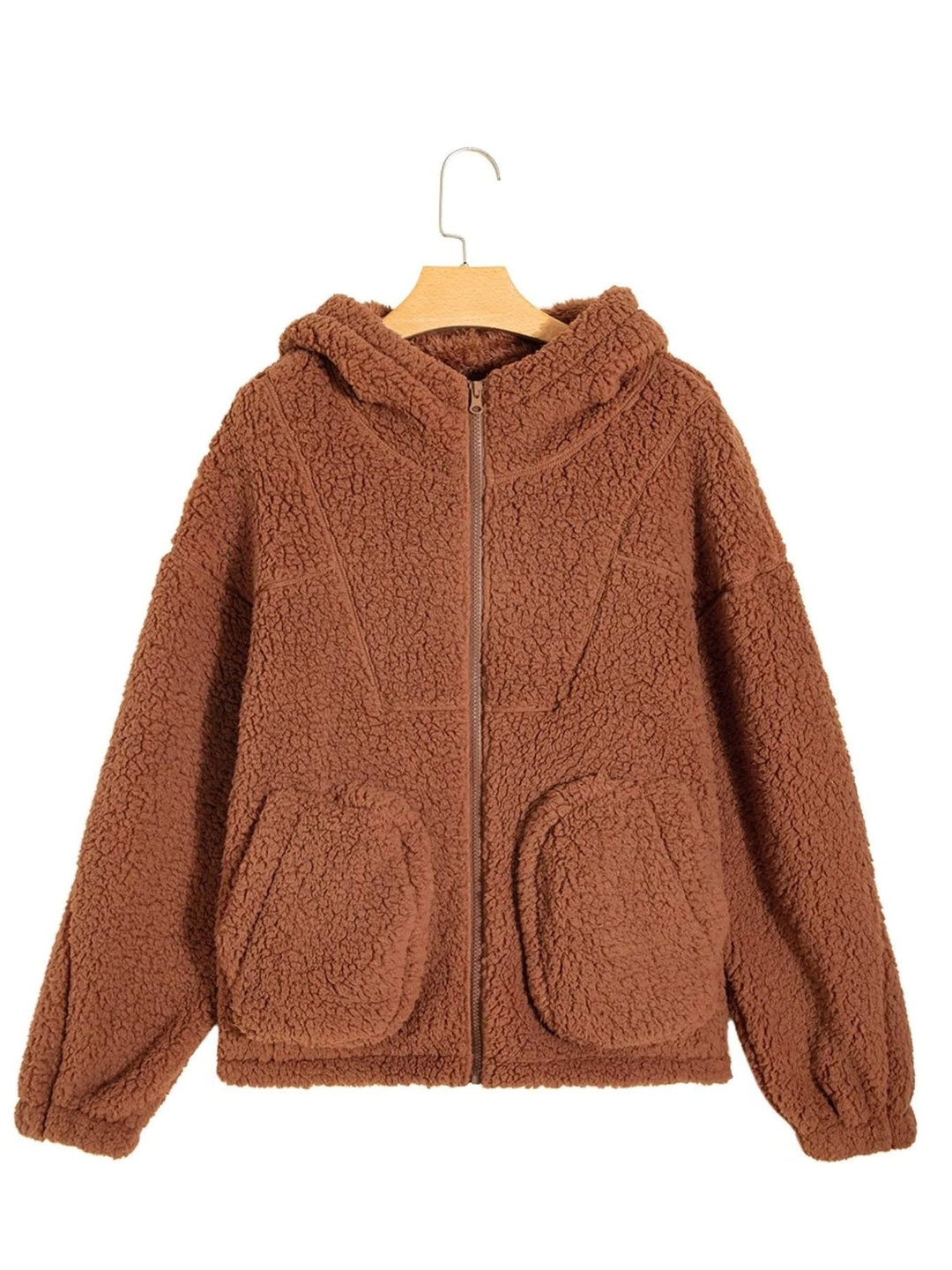 Rhoda | Women's Oversized Teddy Zip-Up Jacket with Stand Collar