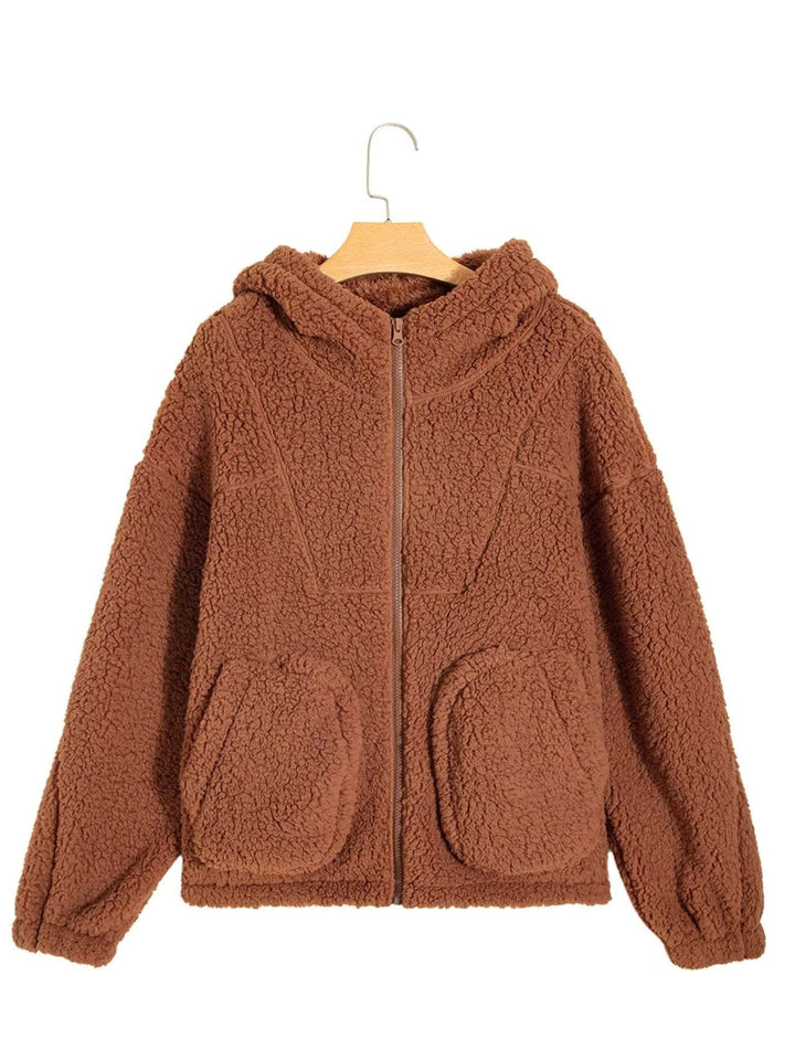 Rhoda | Women's Oversized Teddy Zip-Up Jacket with Stand Collar