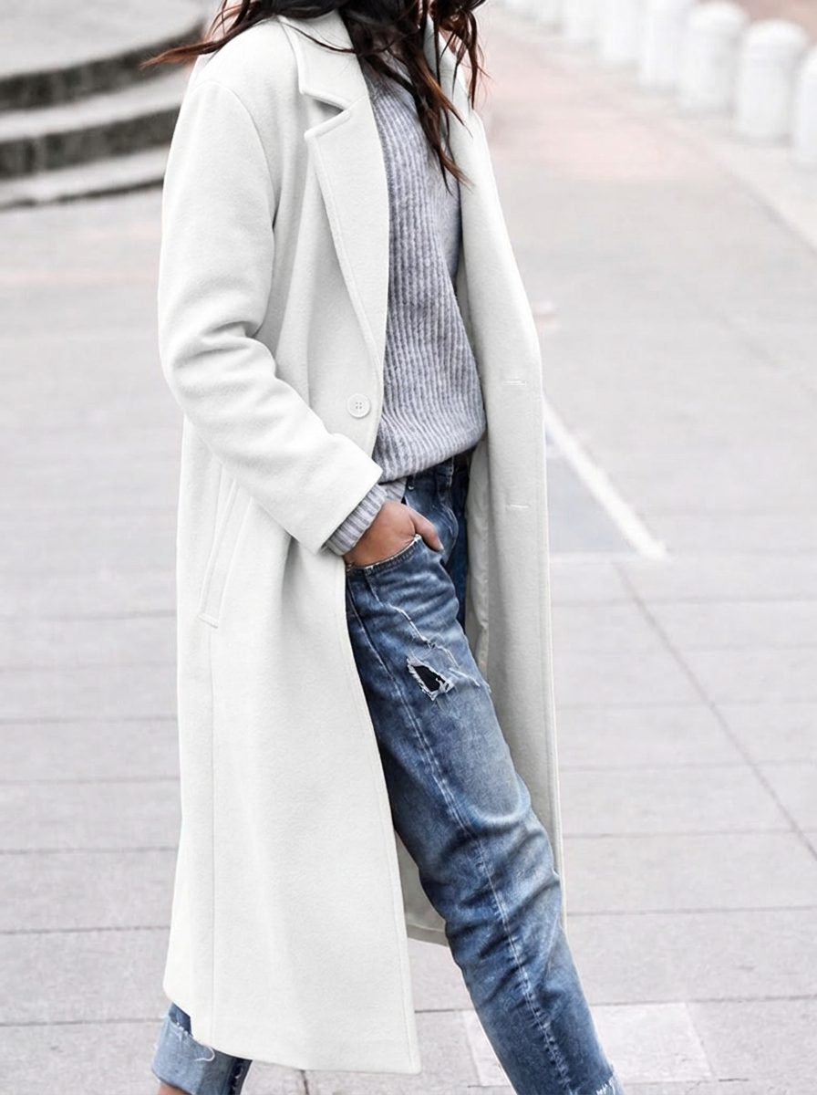 Nola | Women's Oversized Winter Coat with Lapel Collar and Button-Up Design